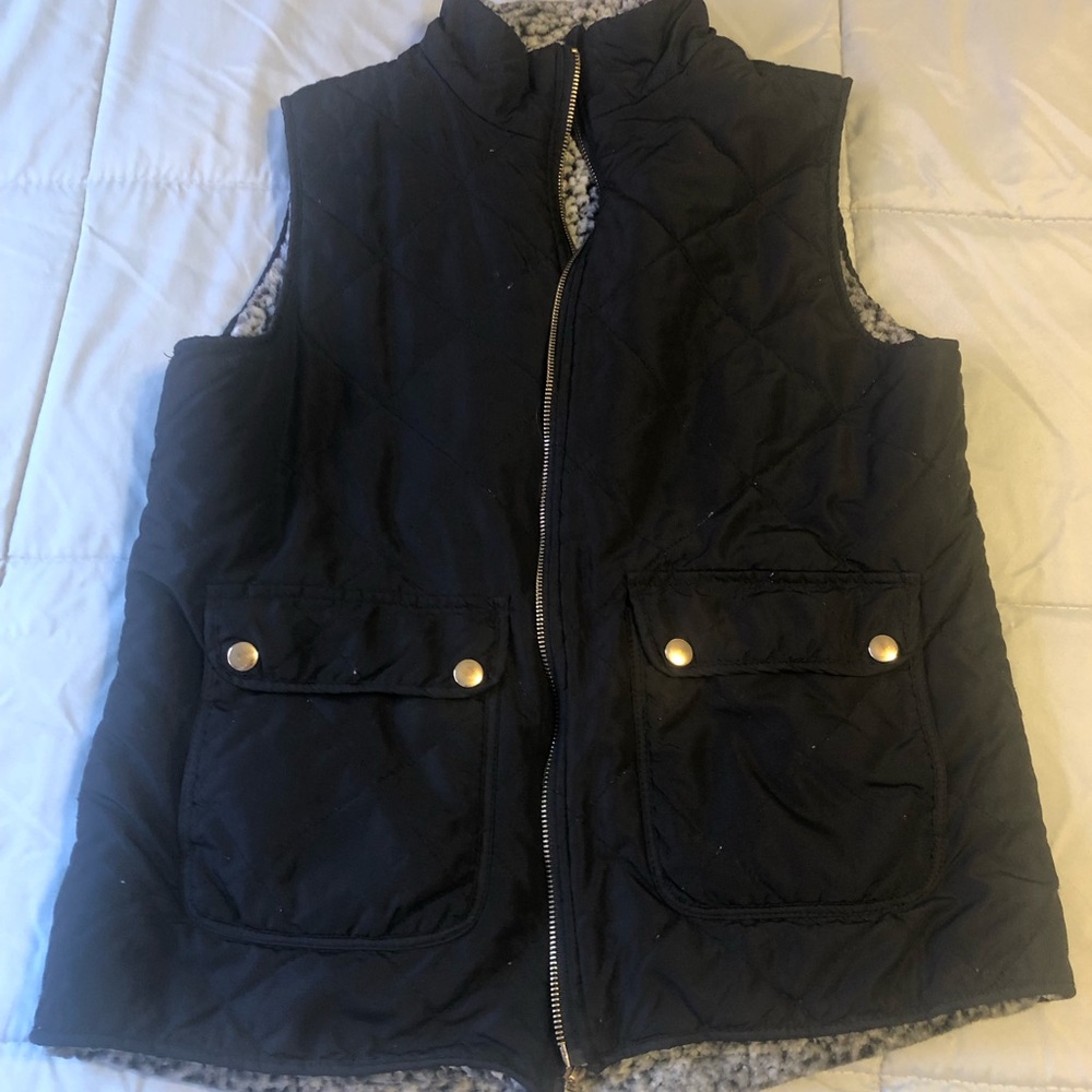 black fuzzy vest